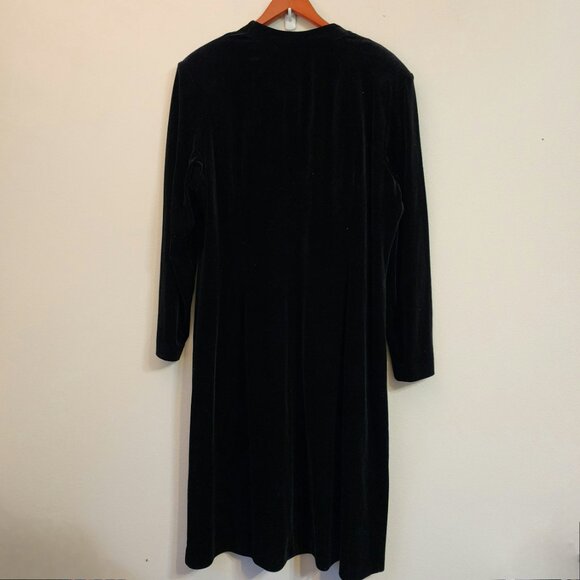 Vtg Donna Ricco Black Velvet Sparkly Midi Dress Sz 24 VNeck Long Slv Wimsigoth - Picture 10 of 15